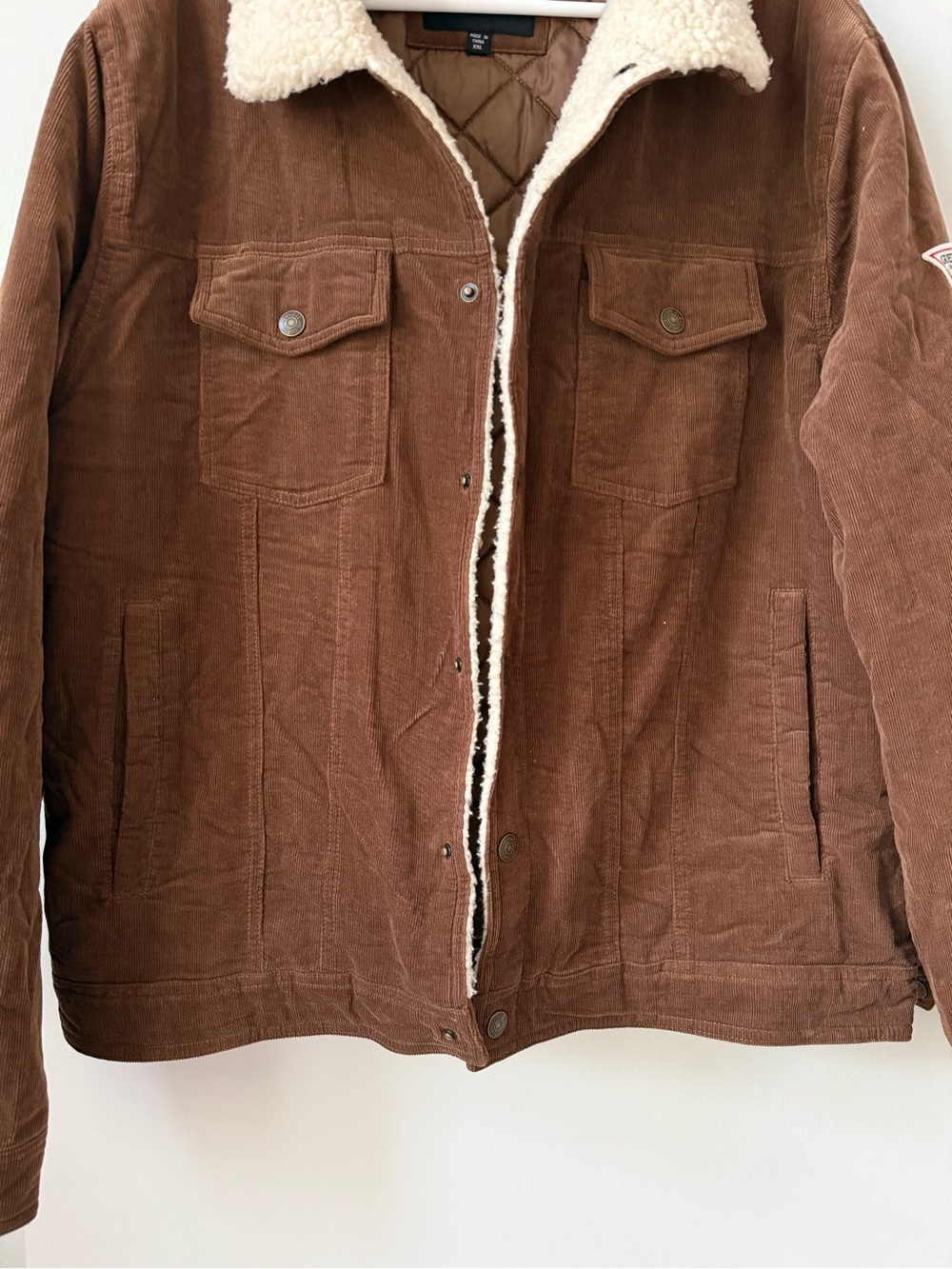 GUESS Brown Corduroy Sherpa Trucker Jacket - Picture 7 of 13